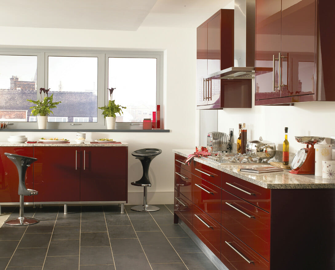 Haddington Burgundy Gloss - Mastercraft Kitchens