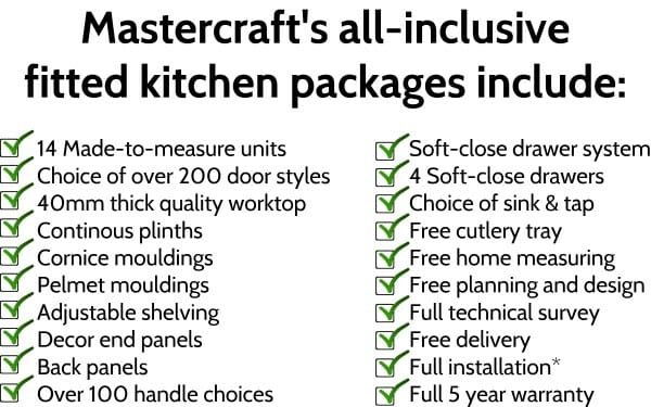 Mastercraft's all inclusive fitted kitchen packages list photo