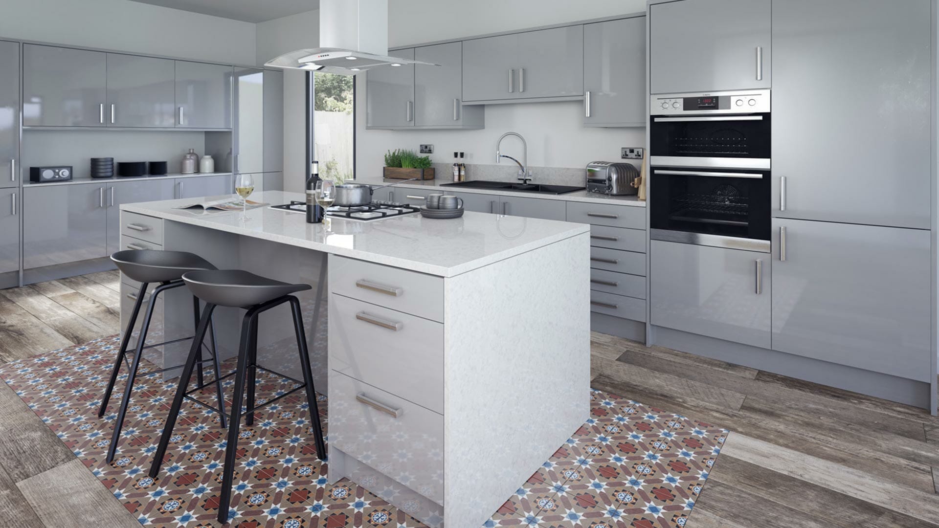 lumi dove grey gloss kitchen