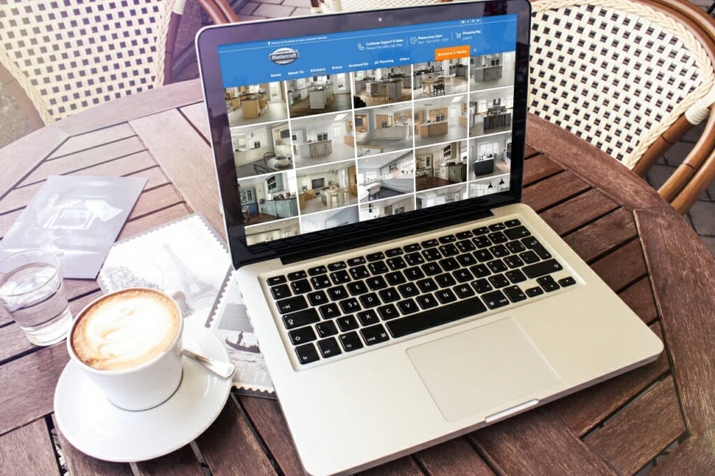 Laptop showing Mastercraft Kitchens Page