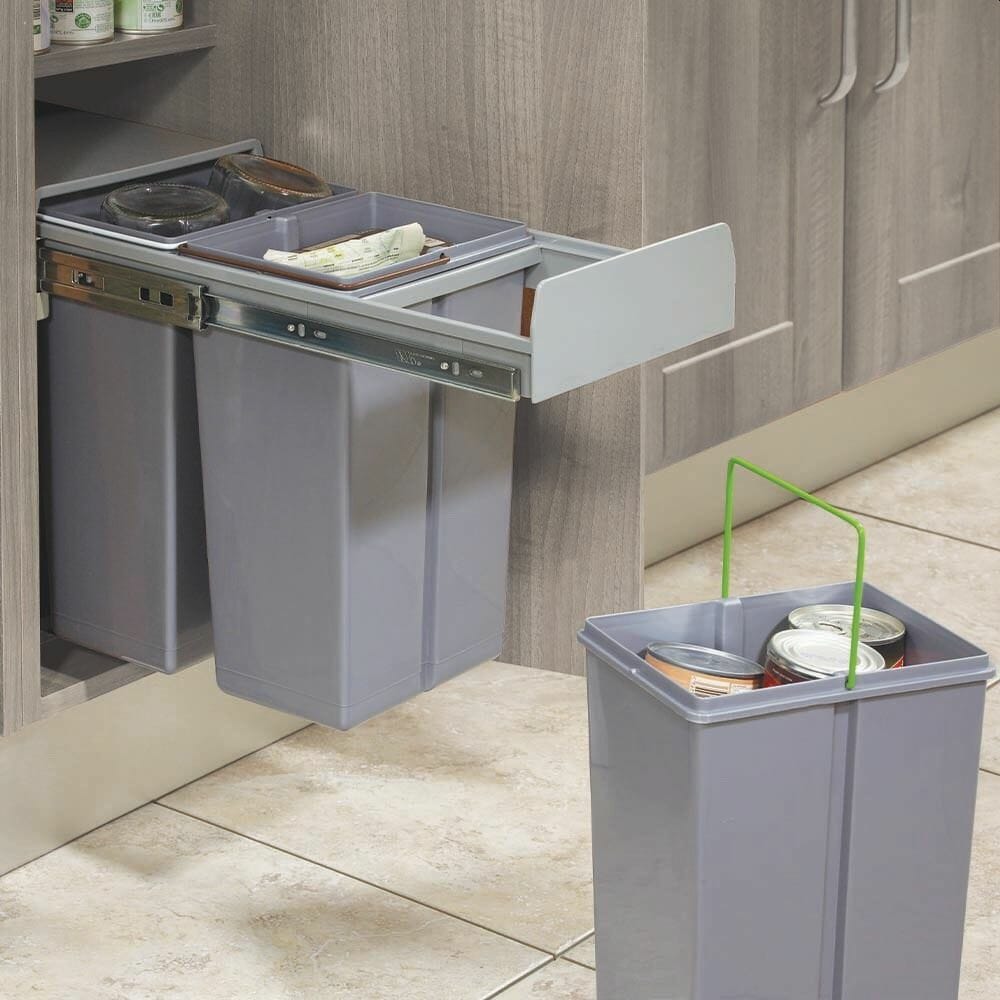 Kitchen Bins Mastercraft Kitchens, Pull Out Kitchen Cabinet Integrated Recycle Waste Bin 500mm