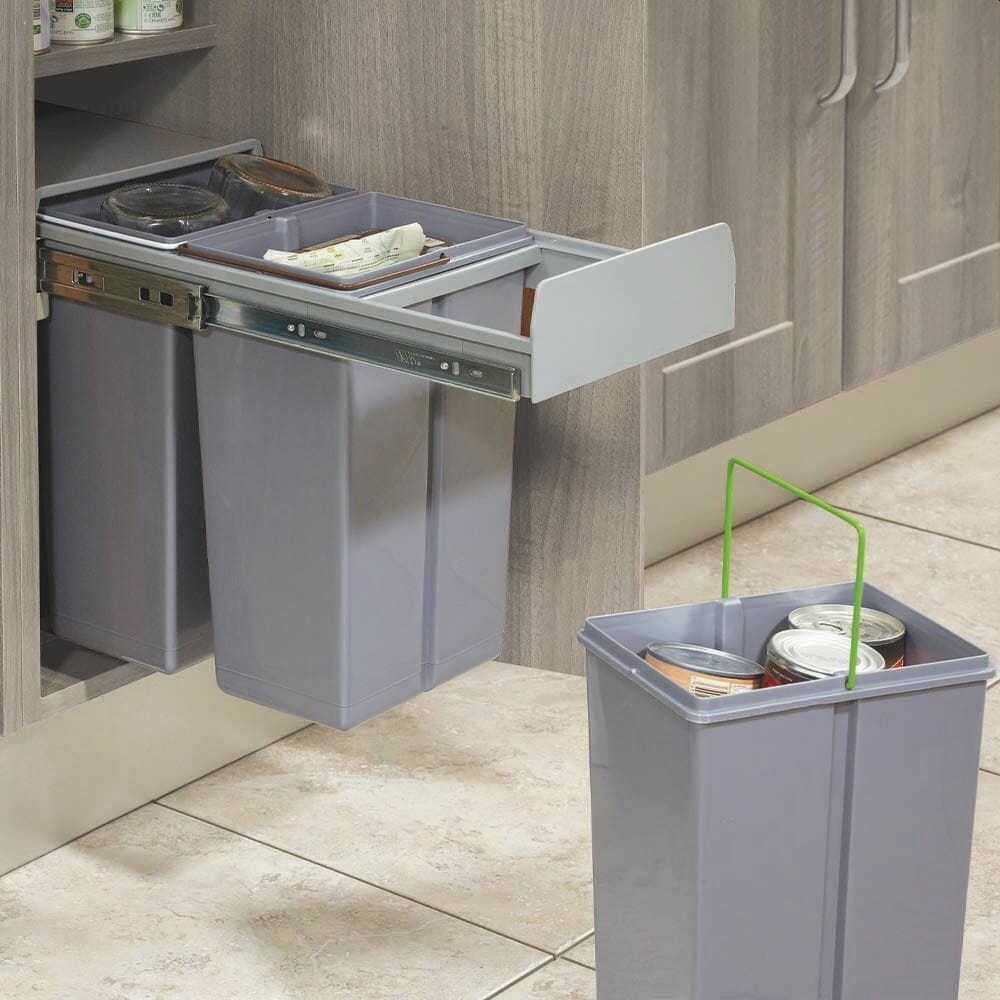Kitchen Bins Mastercraft Kitchens Kitchen Bins Mastercraft Kitchens, Pull Out Kitchen Cabinet Integrated Recycle Waste Bin 500mm