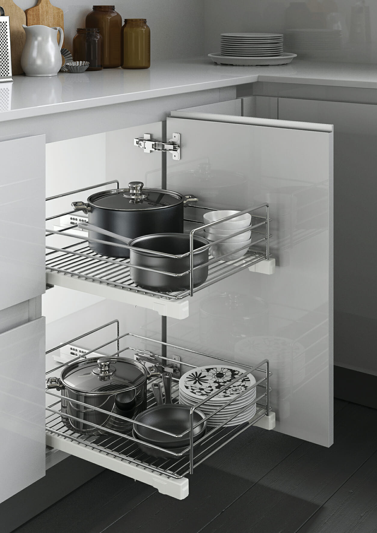 Individual Chrome Wire Basket - Mastercraft Kitchens