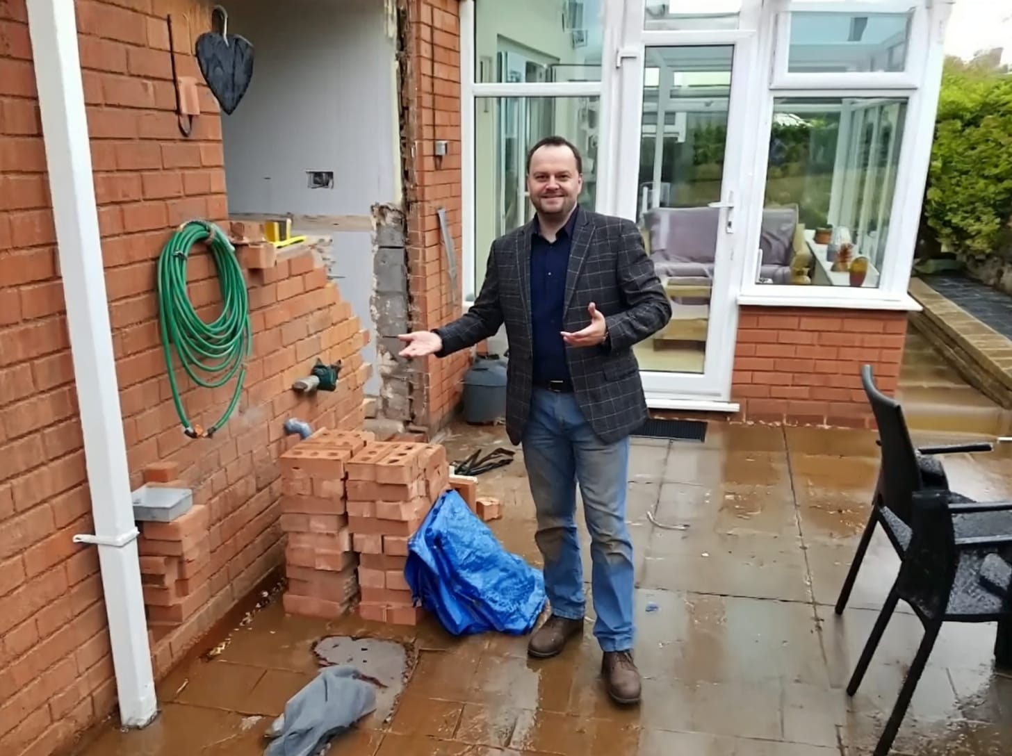 Simon inspecting the brickwork Mastercraft's designer Simon inspecting his brickwork